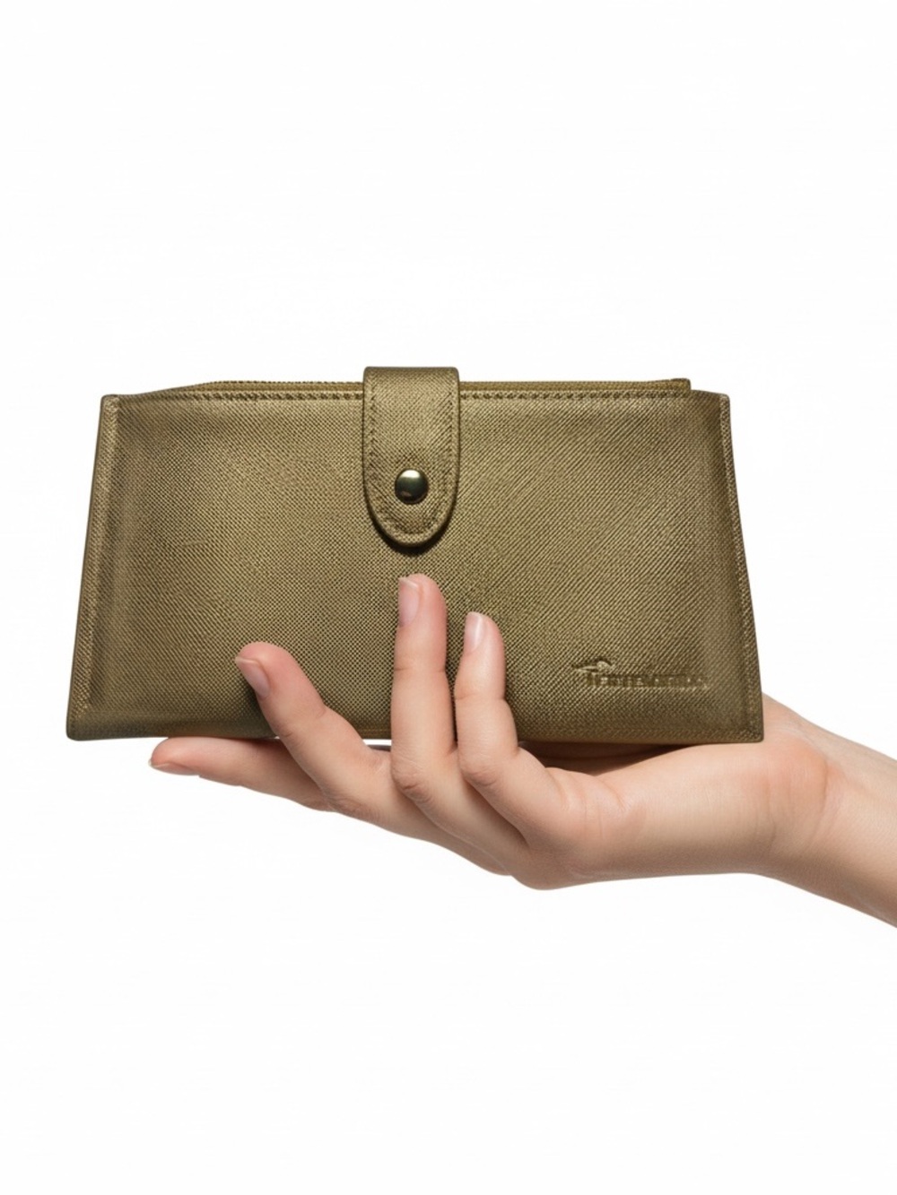 Gold Women's Wallet with Snap Closure RFID Blocking Travel